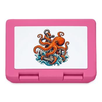Oktopus, der einen verwitterten Anker hält - Brotdose - Pink - Vorne