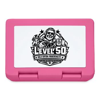 Level 50: 50. Geburtstag – Lustiges Gamer-Geschenk - Brotdose - Pink - Vorne
