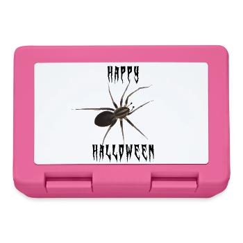 Happy Halloween Spinne - Gruselschrift - Brotdose - Pink - Vorne