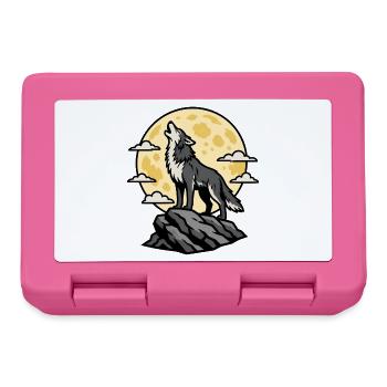 Heulender Wolf Vollmond Nacht Wildnis Vektor Shirt - Brotdose - Pink - Vorne