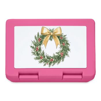 Eleganter goldener Weihnachtskranz mit Schleife - Brotdose - Pink - Vorne