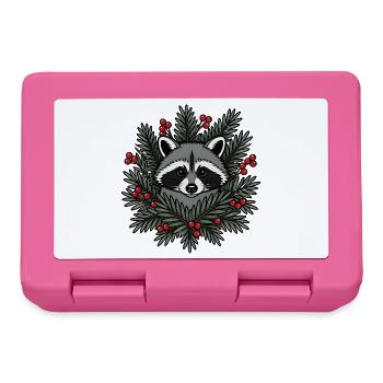 Waschbär Tannenzweige Beeren Wald Vektor Shirt - Brotdose - Pink - Vorne