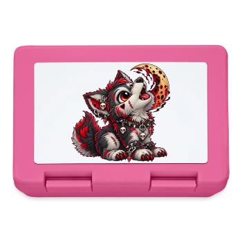 Gothic Werwolf – Dunkler Wolf mit Blutmond - Brotdose - Pink - Vorne