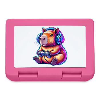 Lustiges Capybara Gaming Wasserschwein Gamer - Brotdose - Pink - Vorne