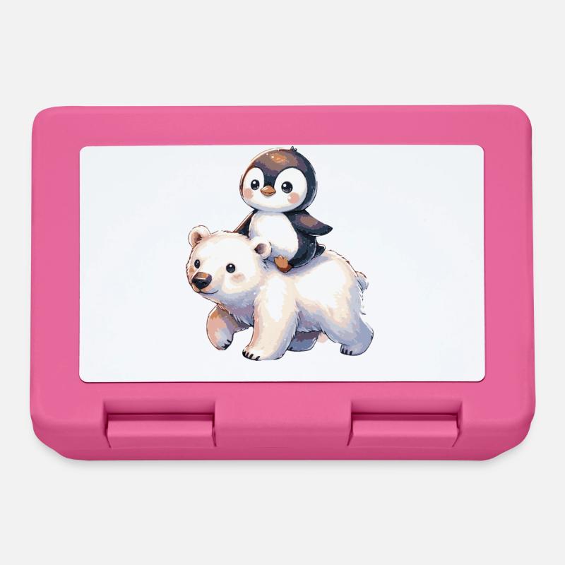 Niedlicher Pinguin und Eisbär Geschenk - Brotdose - Pink