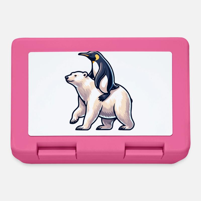 Lustiger Pinguin und Eisbär Geschenk - Brotdose - Pink