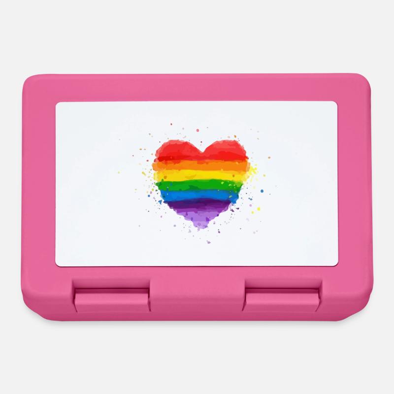 Regenbogen Herz - Brotdose - Pink