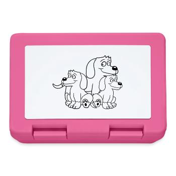 Three Dogs Family Child Mother Father Dad Mom Sweet - Lunchbox - pink - Front