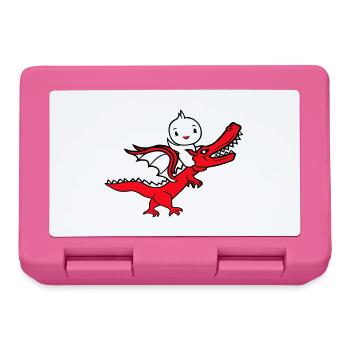 Duck Dragon Roars Sitting Riding Mythical Creature Monster - Lunchbox - pink - Front