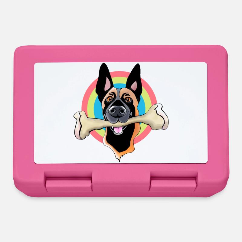 Malinois with bone - Lunchbox - pink