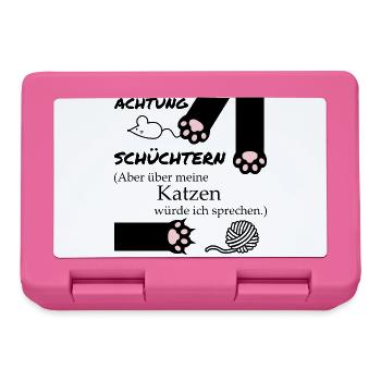 Schüchtern, aber über meine Katzen...! - Brotdose - Pink - Vorne