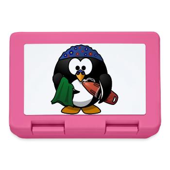 Flower Hat Penguin on the Beach - Lunchbox - pink - Front