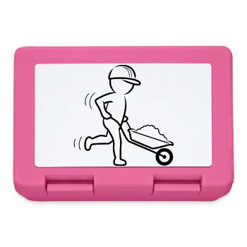 Bauarbeiter mit Schubkarre - Brotdose - Pink - Vorne