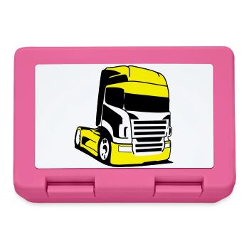 Gelber Lkw Pop-Art - Brotdose - Pink - Vorne