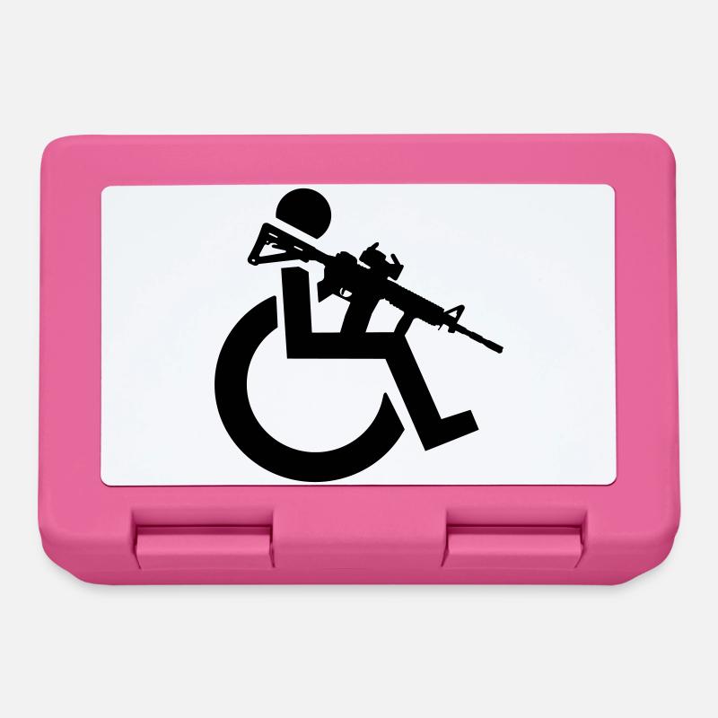 Bewaffneter Rollstuhlfahrer mit Gewehr, Waffe # - Brotdose - Pink