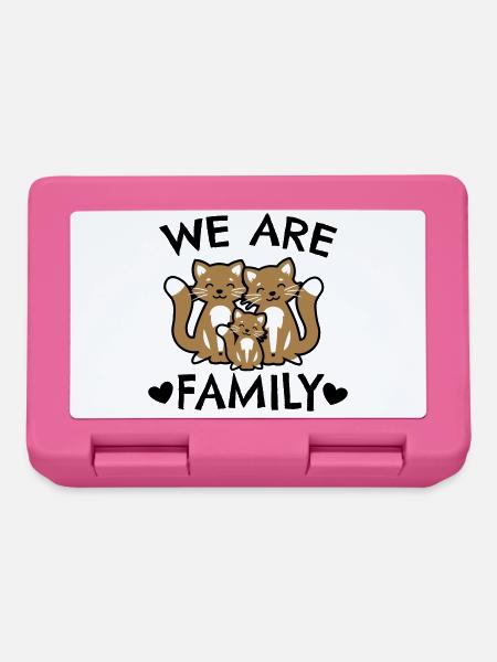 Nous sommes une famille - famille de chats - Boîte à goûter - rose