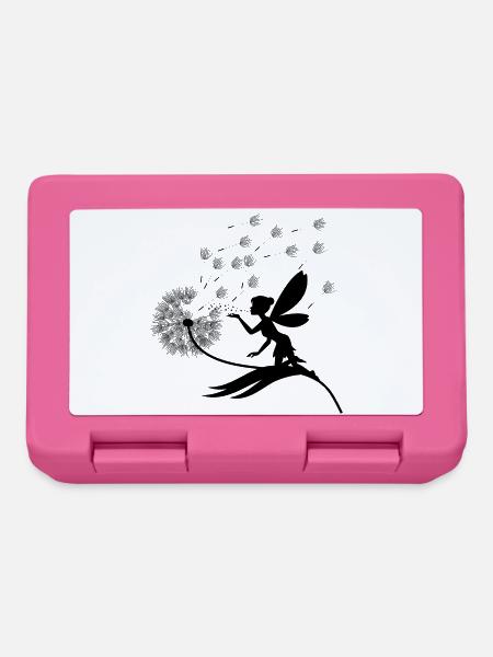 Schmetterlingdesign Pusteblumen Wiese Herzen Feen - Brotdose - Pink