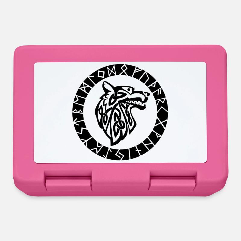 Wikinger-Emblem des schwarzen Wolfes - Brotdose - Pink