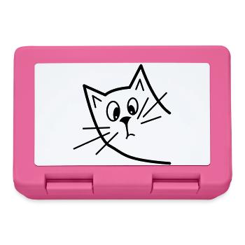 Chat curieux mignon - Design minimaliste - Boîte à goûter - rose - Devant