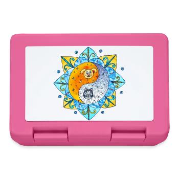 Katze Hund niedlich Yin Yang Symbol Mandala - Brotdose - Pink - Vorne