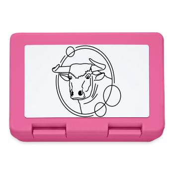 Stier in geometrischer Form - Line-Art-Design - Brotdose - Pink - Vorne