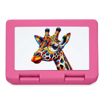 Giraffe farbig und bemalt wie Harlekin - Brotdose - Pink - Vorne