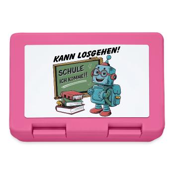 Einschulung erster Schultag kleiner Roboter - Brotdose - Pink - Vorne