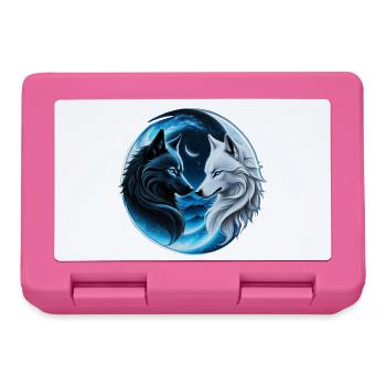 Two majestic wolf heads - Lunchbox - pink - Front