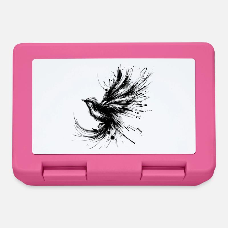 Schwarzer Vogel im InkArt-Stil - Brotdose - Pink