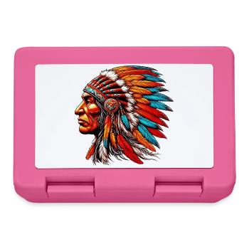 Amerikanisch, Indianer, Amerikaner - Brotdose - Pink - Vorne