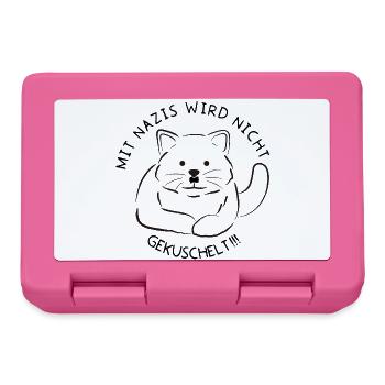Minimalistische Katzen-Linienzeichnung Nazis raus - Brotdose - Pink - Vorne