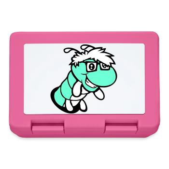 nerd caterpillar looks hole geek worm horn-rimmed glasses smart - Lunchbox - pink - Front