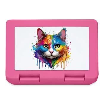 Regenbogenkatze Aquarellportrait - Brotdose - Pink - Vorne