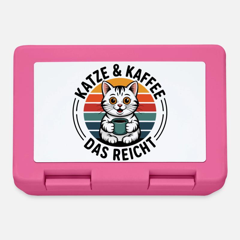 Katze und Kaffee das reicht - Brotdose - Pink