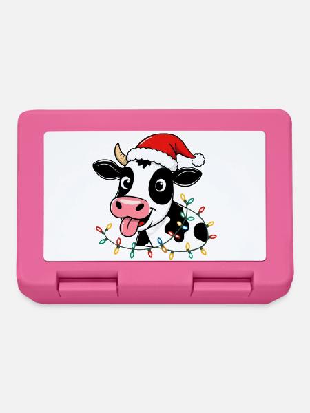 Kuh Weihnachten lustig süß Landwirt Bauernhof - Brotdose - Pink