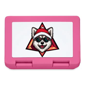 Husky au chapeau du Père Noël avec des lunettes de soleil - Boîte à goûter - rose - Devant