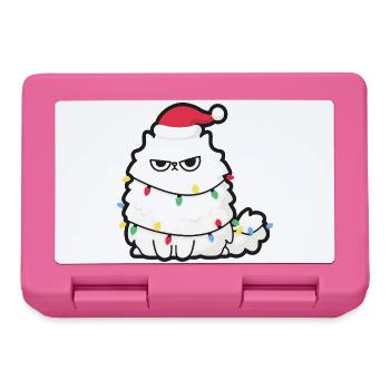 Grimmige Weihnachtskatze mit Lichtern - Brotdose - Pink - Vorne