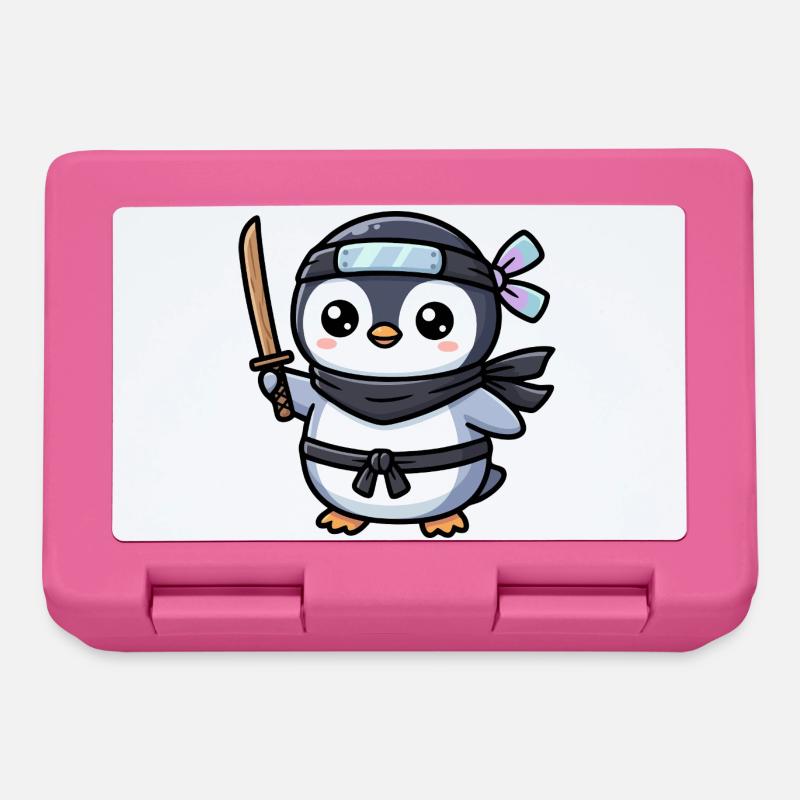 Ninja Penguin with Sword - Lunchbox - pink