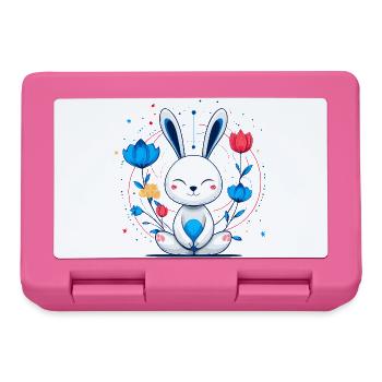 Kawaii Bunny in the Flower Circle - Lunchbox - pink - Front