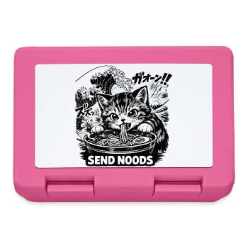 Affiche de Chat Mange des nouilles ramen - Boîte à goûter - rose - Devant