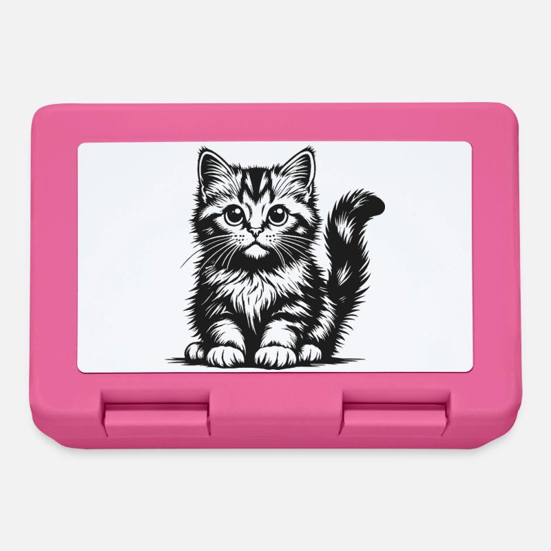 Schwarze Katzen Silhouette - Brotdose - Pink