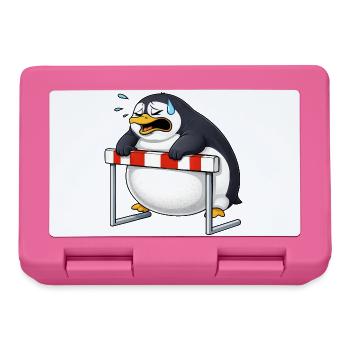 Mignon, pengouin cartoon, drôle de barrière antisportive - Boîte à goûter - rose - Devant