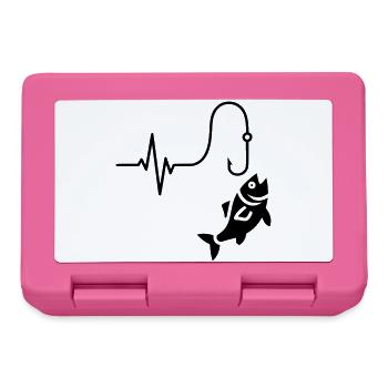 Herzschlag Angeln Fisch Silhouette - Brotdose - Pink - Vorne