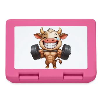 Muskulöse Kuh Stier Kraft Bodybuilding Hantel - Brotdose - Pink - Vorne