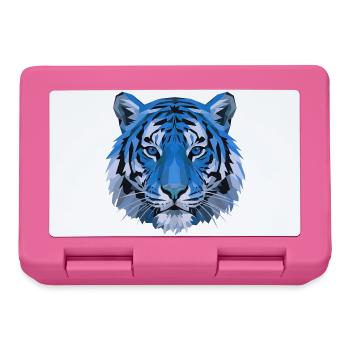 Blue Polygon Tiger Head - Lunchbox - pink - Front