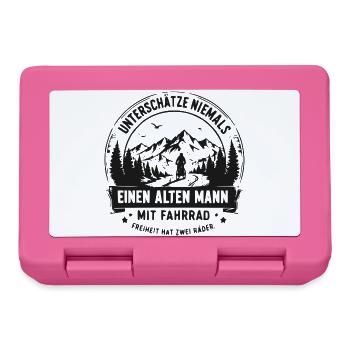 Alter Mann mit Fahrrad – Abenteuerszene - Brotdose - Pink - Vorne