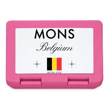 Mons Belgium Coordinates Travel Souvenir - Lunchbox - pink - Front