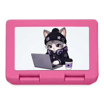 Lila und schwarze Coder-Katze - Brotdose - Pink - Vorne