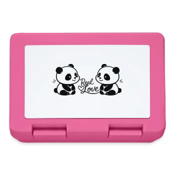 Real Love - Panda Pärchen - Brotdose - Pink - Vorne