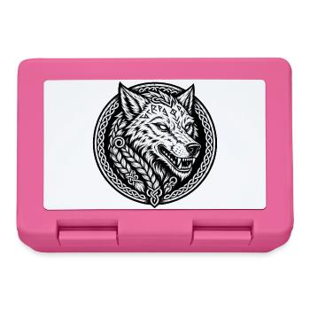 Norse Fenrir Wolf - Viking Runes - Lunchbox - pink - Front